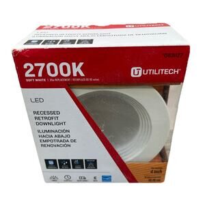 Utilitech Recessed Retrofit Downlight, White, 2700k, 4” LED 900 Lumens {105}.